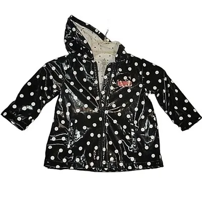 LITTLE ME ELMO Girl's Rain Coat Polka Dot Black/White Bow On Back 18M • $12.75