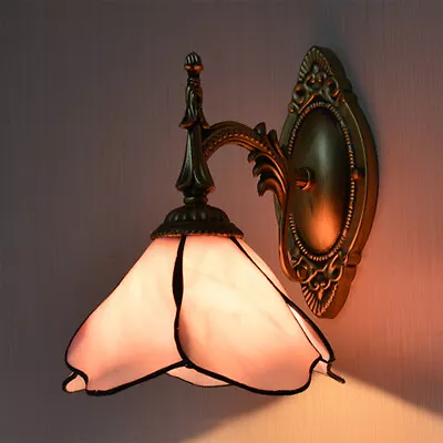 Vintage Tiffany Flower Shade Wall Mounted Light Stained Glass Wall Lamp Bedside • $64.90