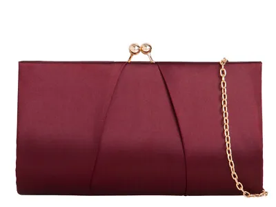 £12.90 • Buy New Satin Clutch Bag Women Bridal Designer Ladies Evening Party Bobble Clasp UK