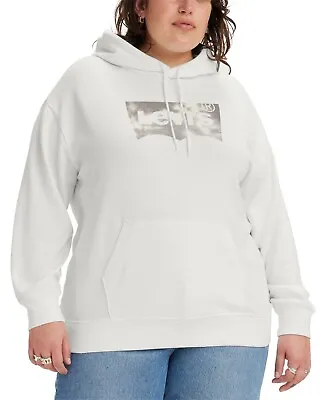 Levi's 524880040 Women's Plus Sz 4XL White Graphic Logo Hoodie Sweatshirt $60 • $15.46