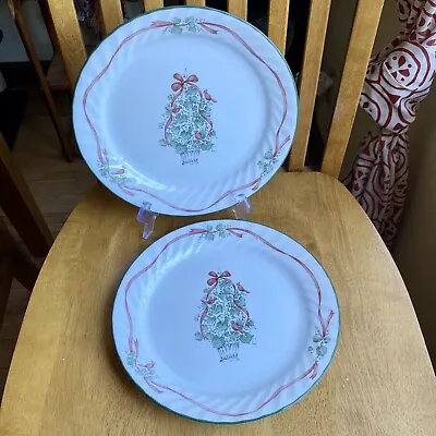 $15 • Buy Corelle Callaway Holiday Ivy Tree Red Ribbon Christmas Dinner Plates Set Of 2