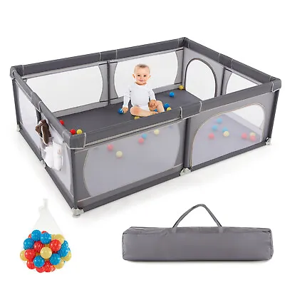 206 X 147CM Baby Playpen Toddler Play Pen Fence Large Play Yard W/50 Ocean Balls • £59.95