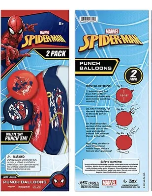 $9.49 • Buy 2 Packs MARVEL SPIDER-MAN INFLATABLE PUNCH BALL PUNCHING BALLOON 4 BALLOONS