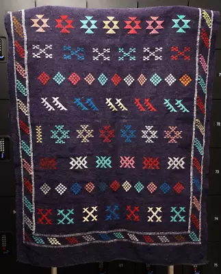 Vintage Moroccan Rug Handcrafted Kilim Wool Tribal Azilal Berber Rug Area Carpet • $199.99