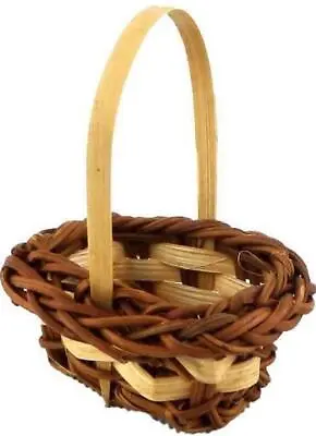 Dollhouse Two Tone Wicker Shopping Basket Miniature Woven Accessory 1:12 • $1.75