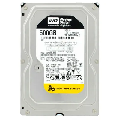 Hard Drive Western Digital 500GB WD5003ABYX 64MB 7200U/Min SATA II 35   Inch • $61.90