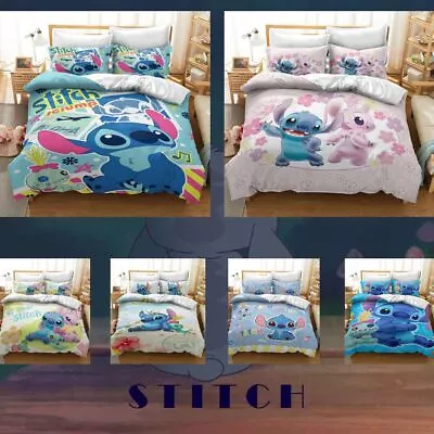  Lilo Stitch Kawaii Duvet Cover Set Twin Full Queen King Size Bedding Set Home • £21.38