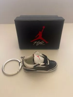 Air Jordan 3 Retro-(black Cement)-1/6 Scale 3d Sneaker Keychain With Box • $15