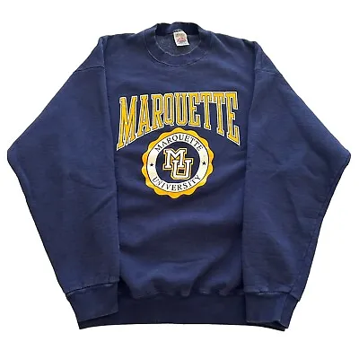 Vtg 90s Casual Streetwear Essential Marquette University Crewneck Sweatshirt 2XL • $35