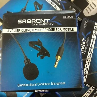 SABRENT Lavalier Clip-on Microphone Lapel Omnidirectional Condenser AU-SMCR • £4.95