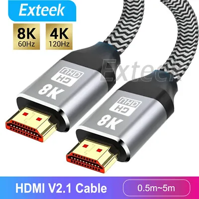 $14.20 • Buy HDMI Cable 2.1 Ultra High Speed 8K@60Hz 48Gbps 4K UHD 3D Dynamic HDR Copper Wire