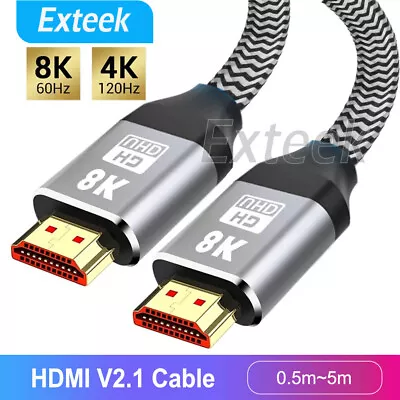 $14.95 • Buy HDMI Cable 2.1 Ultra High Speed 8K@60Hz 48Gbps 4K UHD 3D Dynamic HDR Copper Wire