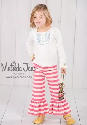 Girls Matilda Jane Adventure Begins Vault Easy Peasy Big Ruffles Pants Size 4 • $26.95