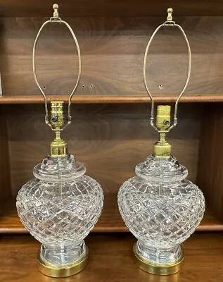 Pair Of Vintage Waterford Crystal Ginger Jar Urn Brass Table Lamps • $499