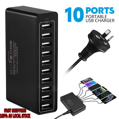 $27.69 • Buy USB HUB 10-Port Wall Charger Desktop USB Multi-Port Charging Station AU Plug 60W