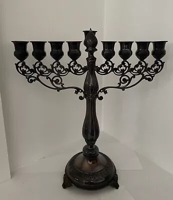 Rare Hazorfim Large Dark Stainless Steel Menorah • $100