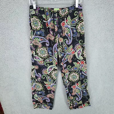 Vera Bradley Pajama Pants Womens Small Bottoms Lounge Drawstring Floral Black • $18