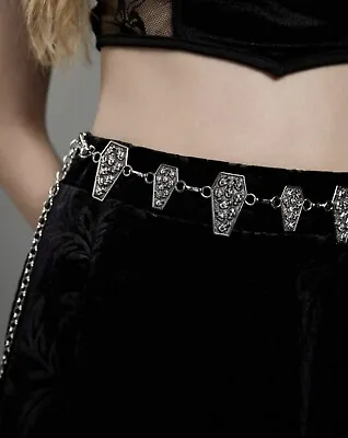 Goth Steampunk Witch Vampire Coffin Skeleton Skull Belly Chain Belt Body Jewelry • $19.99