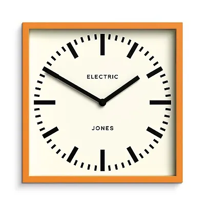 Wall Clock Square Box Orange Railway Dial Style Decor Jones Clocks • £25.99