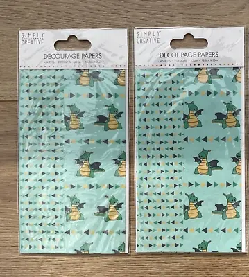 £3.50 • Buy 2 Packs Decoupage Paper Dragons Bundle Job Lot E Simply Creative