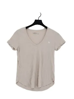 Abercrombie & Fitch Women's T-Shirt S Cream 100% Cotton Basic • £8.20