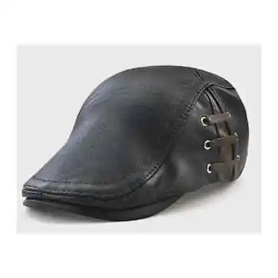 Jamont Men PU Faux Leather Fashion Vintage Visor Cap Beret Newsboy Hat HAT-LD7 • $14.99