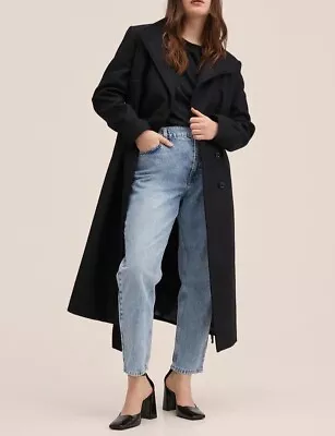 Mango Black Women's Coat Brand New With Tags Long Coat Wool Material  • £80