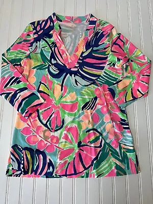 Lilly Pulitzer Vero Tunic Top Multi Exotic Garden Women's Small • $24.74