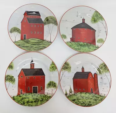 Vintage Barns By Warren Kimble Set Of 4 Stoneware Salad Or Dessert Plate NEW • $19.79