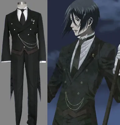 $135 • Buy Black Butler Sebastian Michaelis Cosplay Anime Costume Black Tuxedo Kuroshitsuji