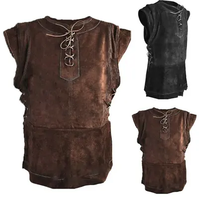 Men Vintage Medieval Vest Renaissance Sleeveless Cosplay Costume Shirt Top Plus • $36.53