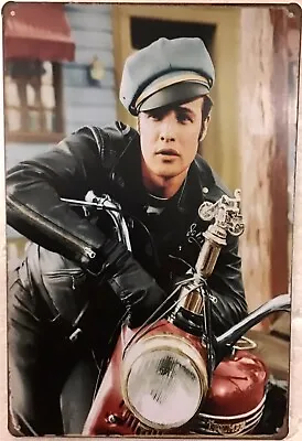 TIN SIGN 8x12 Marlon Brando Famous Actor Movie Wild One Motorcycle Triumph Br9b • $9.99