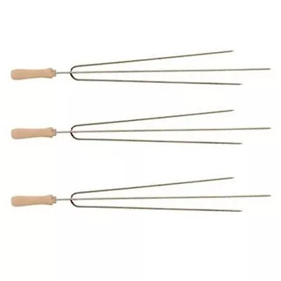 £21.99 • Buy 3 X Stainless Steel 3-Prong Small Skewers 45cm Cyprus Greek BBQ Foukou Souvlaki 