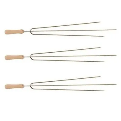 3 X Stainless Steel 3-Prong Small Skewers 45cm Cyprus Greek BBQ Foukou Souvlaki  • £25.99