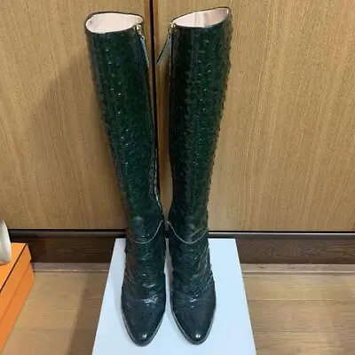 $126.72 • Buy Giuseppe Zanotti Ladies Ostrich Green Long Boots Knee High Boots US6 EU36 #V4584
