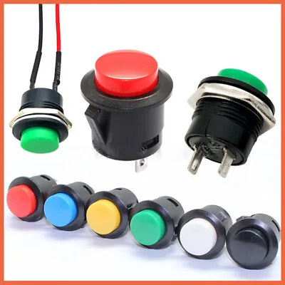 16mm Round Push Button Momentary Switch Black White Red Green Blue Yellow Switch • $1.75