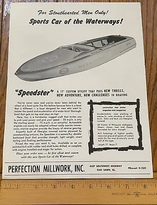 Vintage SPEEDSTER 17' Speed Boat Dealer Sales Brochure Spec Sheet Prices 1950's • $11.79