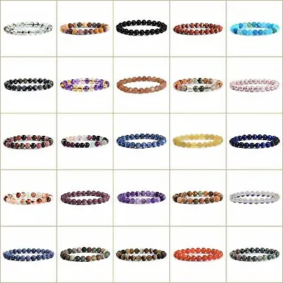 $6.59 • Buy 8mm Fashion Round Gemstone Beads Stretchable Bracelet 7 