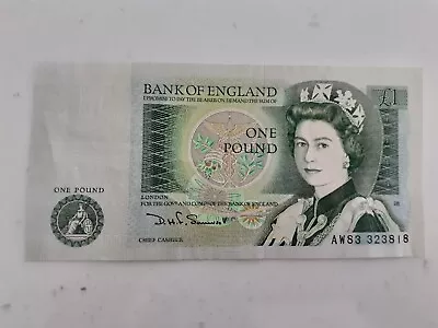 Bank Of England One Pound Note Aw83 323818 Cashier Somerset • £0.99