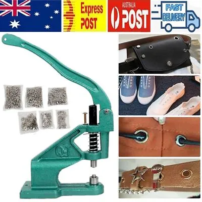 3 Dies Heavy Duty Hand Press 6/10/12MM Grommet Eyelet Machine Punch Tool Kit AU • $49.39