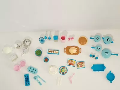 Vintage 1984 Barbie Dream House Kitchen Accessories Food Pots Pan Dinerware Lot • $24.95