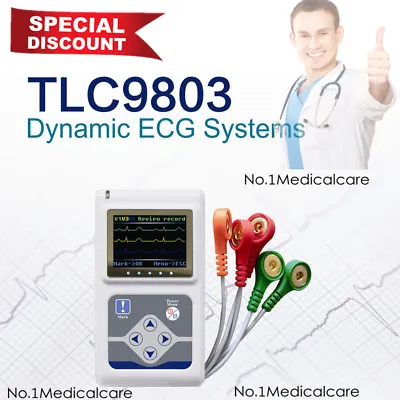 TLC9803 ECG Holter Dynamic 3 Channel Analyzer 24H Recorder System Pc Software • £266