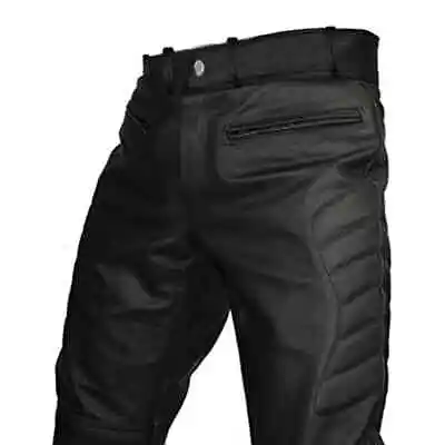 Mens Motorcycle Bikers Real Black Leather Pants Jeans Trousers - W 30  & IL 30  • $89.99