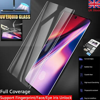 Samsung S8 S9 S10 Plus 6D Curved UV Glass Screen Protector Fingerprint Scanner • £4.10