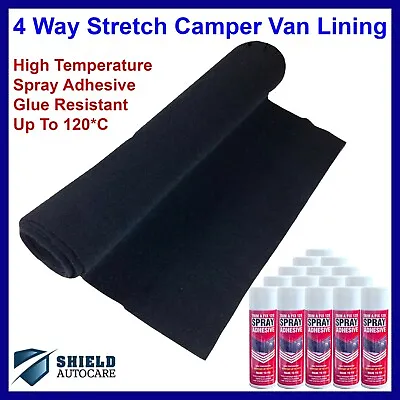 4 Way Stretch Black Car Van Camper Boat Lining Speaker Acoustic Carpet Shelf Kit • £14.49