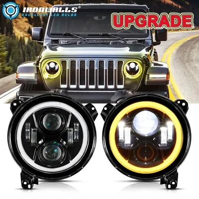 £185.99 • Buy Upgrade 9 Inch LED Projector Headlights Hi-Lo Beam For Jeeps Wrangler JL 18-22