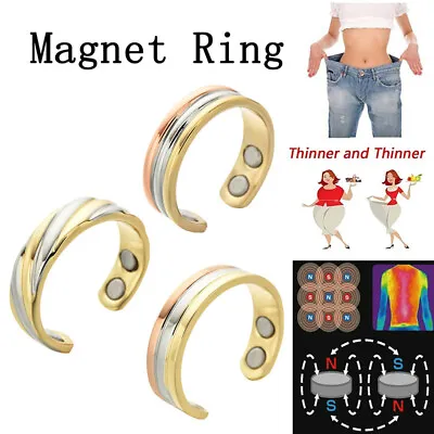 $11.23 • Buy Magnetic Pure Copper Rings Weight Loss Treatment Relief Joint Pain Open Rings