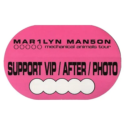 Marilyn Manson 1998 Mechanical Animals Concert Tour Support VIP Backstage Pass • $9.39