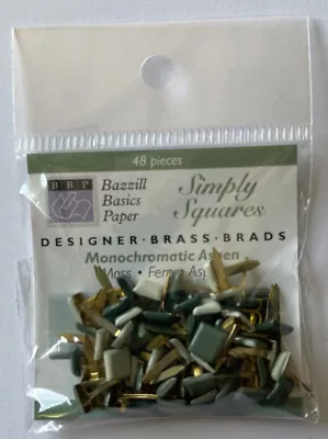 MONOCHROMATIC ASPEN GREEN Square Matte Finished Metal Brads (48pc)Bazzill•Split • $3.29