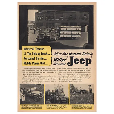 $7.25 • Buy 1946 Willys Universal Jeep: Industrial Tractor Vintage Print Ad